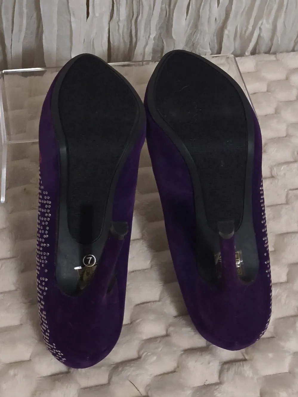 Ed Hardy Purple Crystal Embellished Platform Stiletto Booties